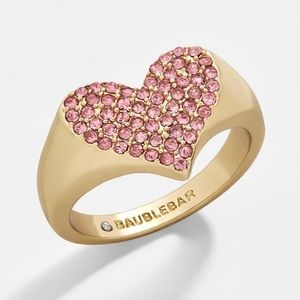 Gemma Heart Pinky Ring by Baublebar Pink / Gold